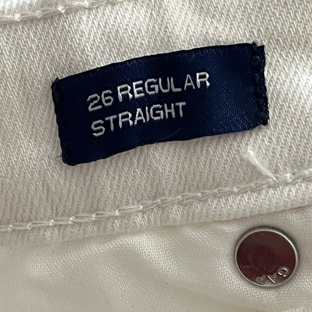 GAP White Straight Leg Cropped Raw Hem Denim Jeans Size 2 - Picture 7 of 10